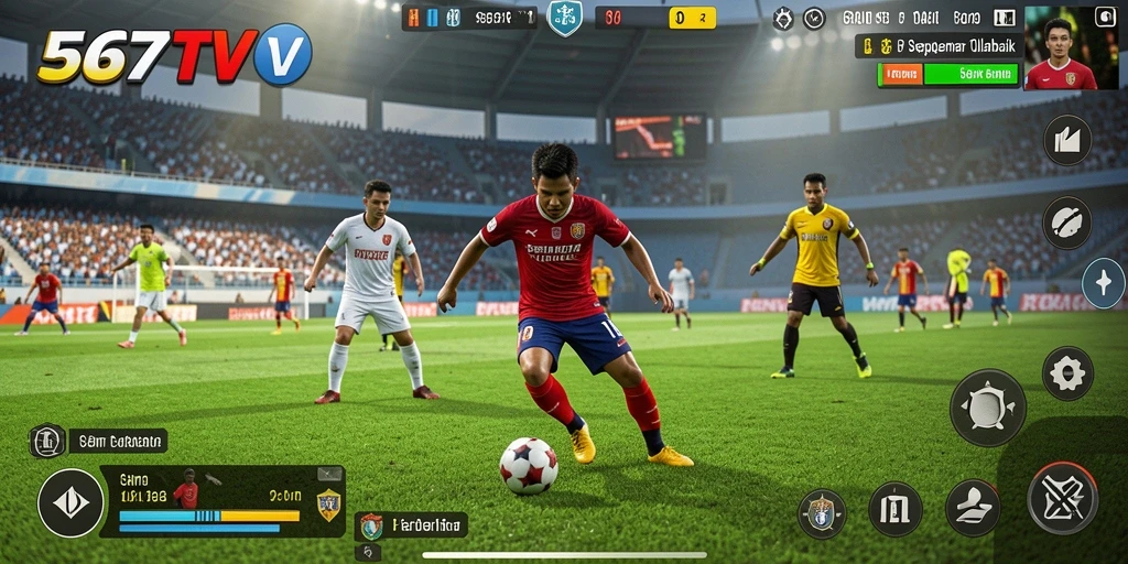 Tampilan gameplay yang mengasyikkan dari 567TV dengan aksi sepak bola.