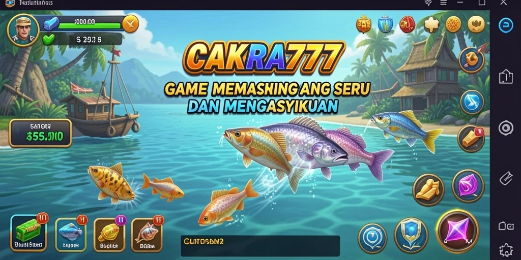 Screenshot CAKRA777 memperlihatkan aksi memancing yang seru dan grafis menawan.
