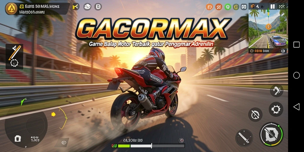 Tampilan gameplay menegangkan dari balapan motor di GACORMAX.