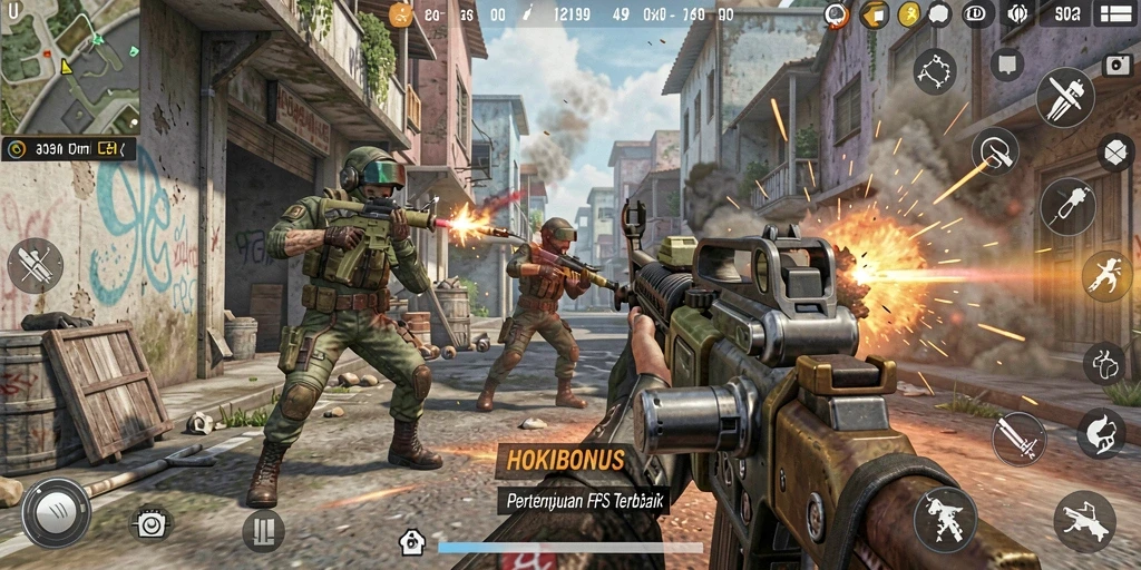 Gameplay HOKIBONUS yang mendebarkan dengan aksi tembak-menembak.