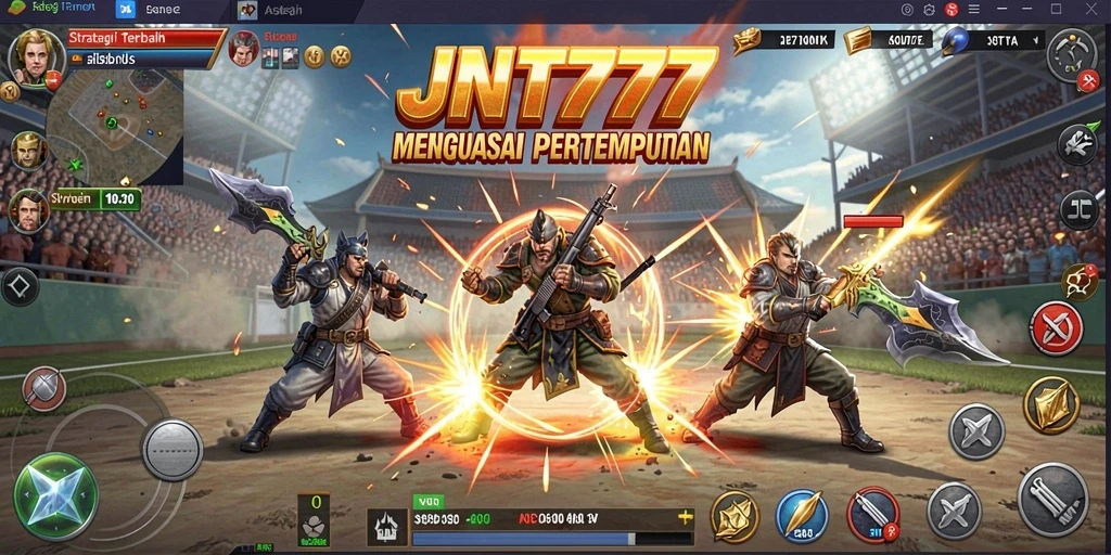 Tangkapan layar gameplay JNT777 menunjukkan aksi pertempuran yang dinamis dan strategi yang cermat.
