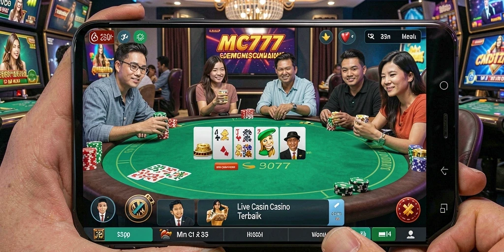 Tampilan gameplay Live Casino yang mendebarkan di MC777.
