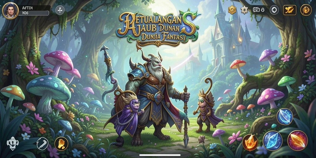 Screenshot utama N06 menampilkan aksi seru dalam pertempuran RPG.