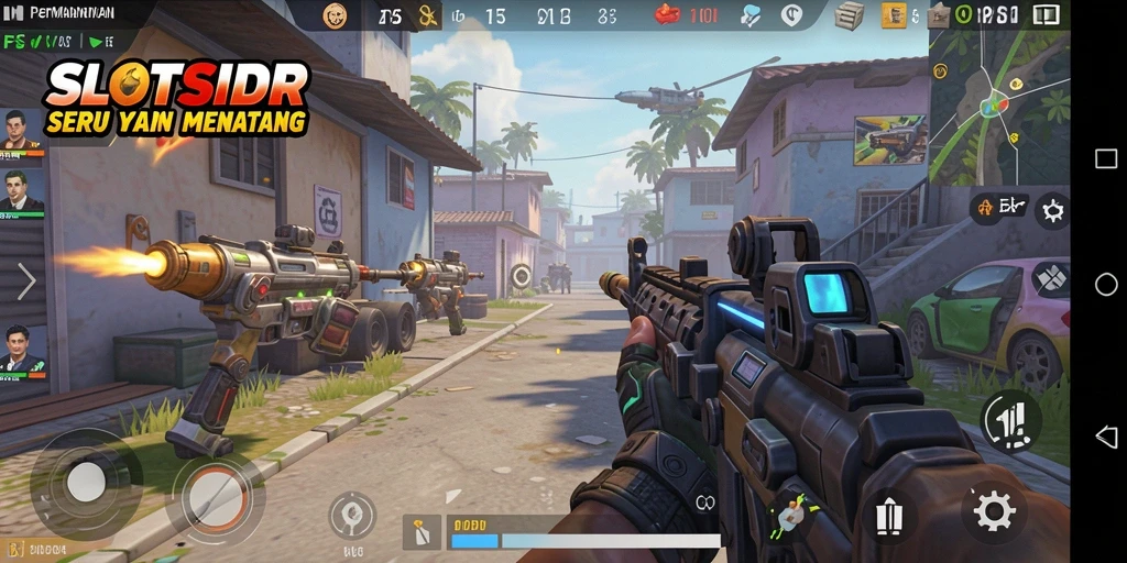 Screenshot menunjukkan aksi seru dalam permainan FPS SLOTSIDR.