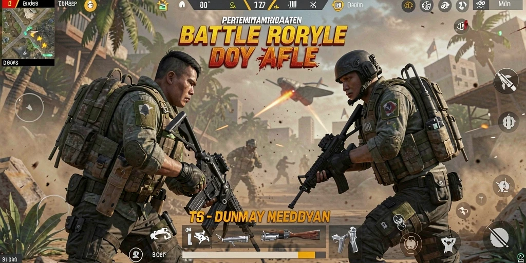 Tampilan gameplay T6 yang intens dan mendebarkan dalam pertandingan Battle Royale.