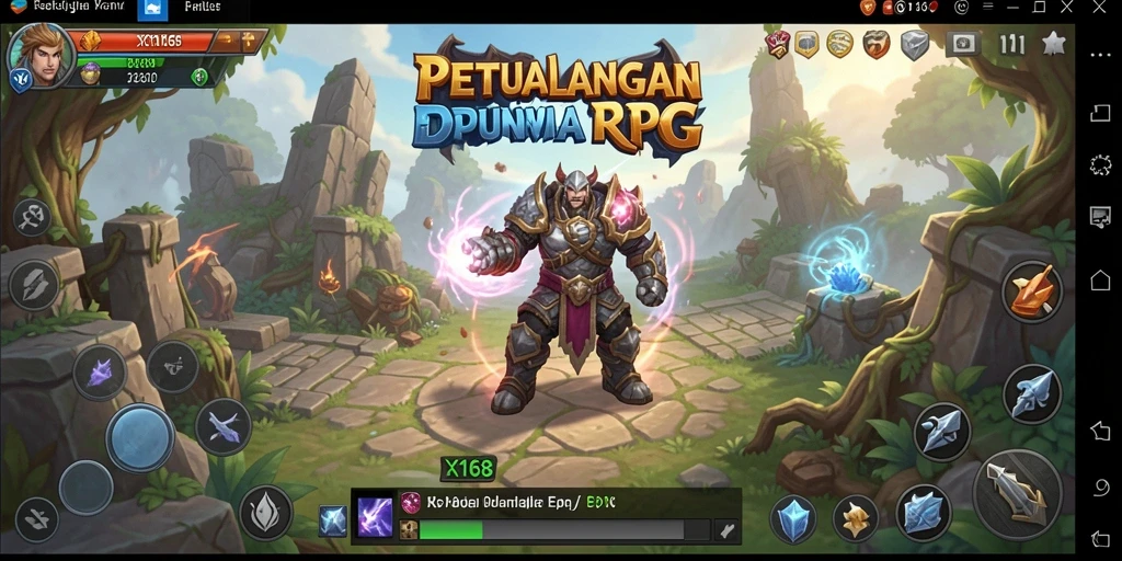 Screenshot gameplay X168 menampilkan aksi pertarungan epik dalam dunia RPG yang menakjubkan.